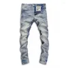 Jeans da uomo Stilista di alta qualità Retro lavato blu elasticizzato slim fit pantaloni vintage strappati pantaloni denim Hombre