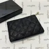 Womens Classic Caviar Leather Coin Black Coin Bags Gold Metal Mardware Diamond Lattice Calfskin Card حامل السحاب حقيبة مصممة فاخرة للسيدات