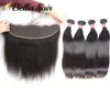 Unprocess Virgin Human Hair Wefts with Lace Frontal 13x4quot Straight Hair Weaves Double Weft Hair Extensions Closure 5pcslot B3774353