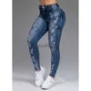 Женские джинсы Джинсы большого размера с рваными дырками Однотонные джеггинсы больших размеров на талии Джинсовые брюки 240304