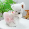 Dresses Thick Warm Halloween Costume Dog Harness Dress For Puppy York Female Girl Pink Winter Pet Clothing Outfit Poodle Xs Xl Cat Coat