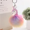 2024 Anime Horse Toy Cute Metal Key kedja Plush Toy Pendant Kvinnor fluffig päls Keyring Bag Hang Plush Toy