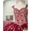 In Stock Special Occasion Dresses Bury Gold Quinceanera Dress 2023 Straps Neck Sparkle Floral Sequins Beading Tle Puffy Sweet 16 Gow Dhpo0