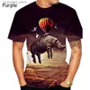 Men's T-Shirts New Products 3D Printing Rhino T-Shirt Popular Novelty Summer Tops for Men and Women L240304