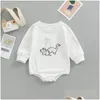 Macacão Outono Nascido Bebê Infantil Crianças Algodão Manga Longa Dos Desenhos Animados Dinossauro Bordado Menino Meninas Macacões Roupas 018M 230525 Drop Deli Dhnop