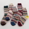 Chaussettes en laine pour femmes, 5 paires de poils de lapin, tricot rétro, rayures chaudes d'hiver, Tube à carreaux, vente en gros d'usine pour hommes