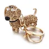 Rhinestone Crystal Dog Dachshund Keychain Bag Charm Pendant Keys Chain Holder Key Ring Jewelry For Women Girl Gift 6C08041302v