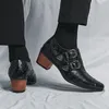 Scarpe eleganti da uomo Mocassini con doppia fibbia con tacco alto e slip on resistenti all'usura per ufficio aziendale primavera e autunno