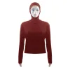 Top Dromiya Top da donna con cappuccio Protezione solare Costumi da bagno Crop Top Camicetta a maniche lunghe Stretch Pullover musulmano Top Arabo Islam Top casual