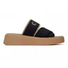 Sandales compensées de qualité supérieure Célèbre designer femmes lin Mila Woody plat mule diapositives nuage doux pantoufles sandale blanc noir beige rose chaussures de plage curseurs