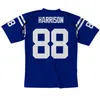 스티치 풋볼 저지 88 Marvin Harrison 1996 화이트 블루 메쉬 레트로 럭비 유니폼 남성 여성 및 청소년 S-6XL