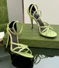 2024 marca elegante mulheres sandálias de tiras sapatos de couro patente vestido de festa senhora salto alto tornozelo-cinta gladiador sandalias EU35-43, com caixa