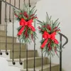 Dekorativa blommor jul trappa swag konstgjorda vinterkrans pinecones bowknot dekoration