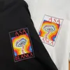 T-shirt da uomo T-shirt firmate da uomo T-shirt con stampa di lettere di funghi arcobaleno Top a maniche corte in cotone sciolto