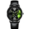 Zielone ręce Unikalne design kwarc zegarek o średnicy 40 mm Style koła męskie zegarki chłopców Lokomotywa Lokomotywa Kreatywna ręka na rękę 331q