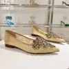 Rene Caovilla Fashion Sandals Designerハイヒール1.5cm女性ウェディングシューズクリスタルデコレーション本革のつま先の先の尖った足首ストラップバックルドレスシューズフットウェア