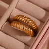 Clusterringen Vintage Design Dubbellaags Twill Brood 18K Vergulde Roestvrij Stalen Ring Trendy Vrouw Luxe Sieraden En Accessoires 2024