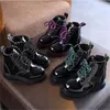 Botlar Kruleepo Çocuklar Erkek Bebek Bebek İngiliz Stil Ayakkabı Tüm Seasons PU GÜNEY PATENTİ DERİ KULLANAR