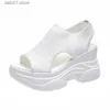 Sandales femmes 2023 été talon compensé tissu élastique couverture pied dames à semelles épaisses mode bagatelle élévation chaussures décontractées h2434