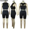 Sets Fagadoer Casual Solid Color Ribber Zwei -Stück -Sets Frauen ärmelloses Erntedach und Biker -Shorts Tracksuits Female Sport 2pcs Outfit