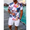 2024 Zomer Sets Print Revers Korte Mouw Casual Shirt Strand Shorts Streetwear Vakantie Hawaiiaanse Pakken Mannen Cothing