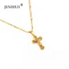 Pendant Necklaces JIN HUI 2024 Fashion Crucifix Jesus Necklace For Women/Men Catholic Religious Cross Gold Color Jewelry Gifts