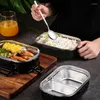 Servis uppsättningar 1 st bärbart rostfritt stål lunchlåda företag bento kök läcksäker containrar för män fitness måltid