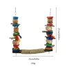 Toys Parrot Swing Natural Wood Bird Toy Wood Stand Perch with Colorful Chew Toy Metal Hooks for Cage for Small Birds
