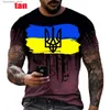 Men's T-Shirts Summer Fashion Camo Ukraine Flag 3d Printing T-shirt Harajuku Casual Personality Tee L240304