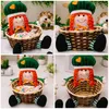 Tallrikar St Patricks Day Candy Dish Plush Gnome Bowl Woven Keys Basket Shamrock Table Shelf Decorations Farmhouse Home Decor