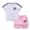 Summer new children's brand printed clothing set Short sleeve top shorts suitable for babies toddler clothing suitable for children aged 1-11