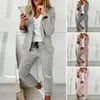 Pantaloni da donna in due pezzi 2 pezzi/set Pantaloni da giacca chic da donna Set blazer da donna a punto aperto stile OL slim fit