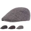 Autumn Winter Wool Felt Men Newsboy Hat Flat Ivy Gatsby Cap Warm Male Basker Old Man Warm Peaked Cap Case Forward Hats241r