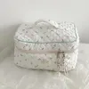 Sacos cosméticos bonito impressão algodão maquiagem saco feminino zíper organizador feminino pano bolsa caixa forma portátil caso de higiene pessoal para meninas