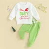 Комплекты одежды для маленьких мальчиков, рождественские наряды, рубашки с длинными рукавами, толстовки с буквенным принтом, брюки, осенне-зимний комплект