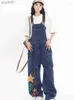 Damesjeans Damesjeans Dames losse rechte overalls Casual bandje Blauwe denim broek Hiphop jarretelbroeken Street chic Vrouwelijke print jumpsuit 240304