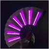 Decoración de fiesta 1pc Luminoso Ventilador plegable 13 pulgadas LED Play Colorf Hand Held Abanico Fans para Dance Neon Dj Night Clubparty Fy8446 Dro Dhmve