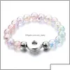 Kralen Strengen Vrouwen Drukknoop Armband Colorf Acryl Kralen Hand Strand Armbanden Sieraden Diy 18Mm Gember Snaps Elastische Baby drop Dhe9B