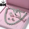 THE BLING KING Bel ensemble de bijoux pour femmes en forme de coeur chaîne collier réglable coeur Bracelet coeur ouvert anneau coeur boucle d'oreille 240228