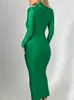 Mozision Elegant Hollow Out Sexy Maxi Dress For Women Autumn Winter Turtleneck Long Sleeve Bodycon Club Party Evening Dress 240221