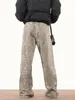 American Style Leopard Wash Jeans Women Y2k Retro Street Girl Loose Casual Pants High midjan Straight Ben Jeans 240228