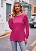 T-shirt da donna Tinta unita T-shirt oversize vintage Abbigliamento femminile Moda Autunno Tuniche Basic Casual Top Donna 2024 Camicia a maniche lunghe