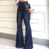 Women's Jeans Waist Jeans Autumn Fashion Solid Denim Hot Jeans Female Ladies Flared Trousers 240304