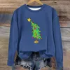 Etnik Giyim Komik Noel Ağaçları Baskı Kadınlar İçin Gömlekler Uzun Kollu Grafik Kazak Üstler Büyük Boy Crewneck Sweatshirt