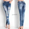 女子ジーンズファッション秋の春のジーンズホールコットンリッピングジーンズジーンズプラスサイズS-3XL 240304