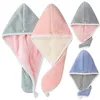 Serviette à séchage rapide pour cheveux, bonnet de douche en molleton de corail pour femmes, bain long et doux