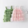 Abiti da ragazza estivi Babay Girls Princess Tulle Dress Compleanno cinturino con volant per vestiti per bambini Tutu in rete Kid Party Vestido