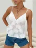 Damen Tanks Crop Tops Sexy Camis mit tiefem V-Ausschnitt Weiß Ästhetisches Fairycore Tank Sommerwesten Y2k Club Streetwear