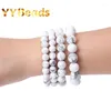 Strang natürliche weiße Howlith Türkis Perlen Stein Armband handgefertigte Männer Yoga Mala Schmuck für Frauen Geschenk 18–19 cm