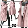 Trench Fashion Trenchcoat met lange mouwen en capuchon Herfst winter Single Breasted 4XL waterdicht materiaal Lange jas Dames overjas